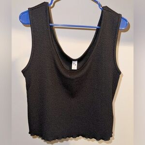 EUC - it’s - CropTop with Lettuce Edge - Ribbed - Black 1X